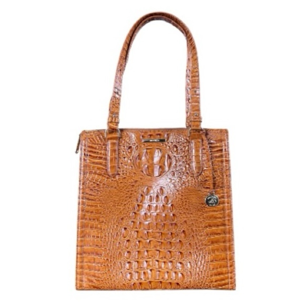 Brahmin Tia Pecan Crocodile Embossed Leather Tote Bag - Picture 1 of 16
